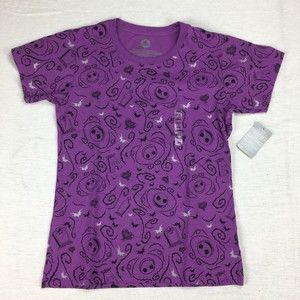 New Disney Store Large Women’s Purple Short Sleeved Shirt Jack Skellington